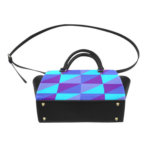 Turquoise Navy Blue Triangle Classic Shoulder Handbag (Model 1653)