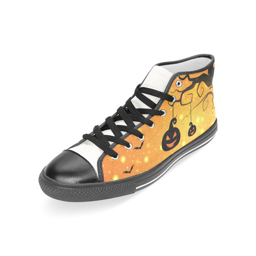 Cute Halloween Pumpkins Scary Black Bats Women's Classic High Top Canvas Shoes (Model 017)