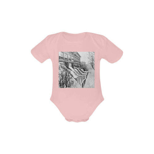 Brooklyn in a Snowstorm Black and White Baby Powder Organic Short Sleeve One Piece (Model T28)