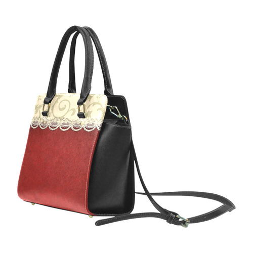 Red Velvet Antique Lace Classic Shoulder Handbag (Model 1653)