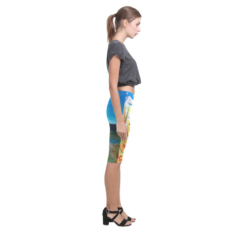 Heliconia Tropical Parrot Plant Take me There Hestia Cropped Leggings (Model L03)