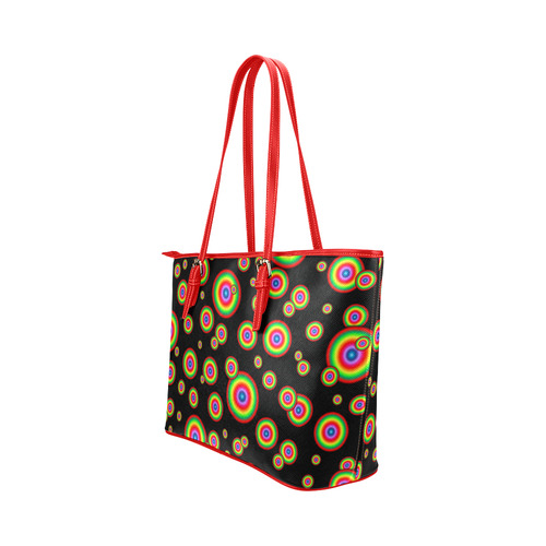 Neon Colored different sized targets Leather Tote Bag/Large (Model 1651)