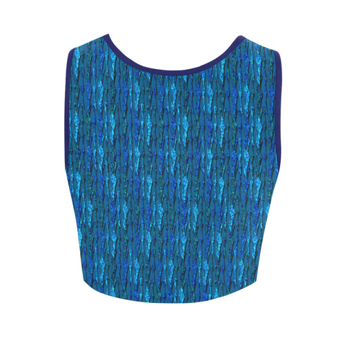 Abstract Scales of Blue Strands Women's Crop Top (Model T42)