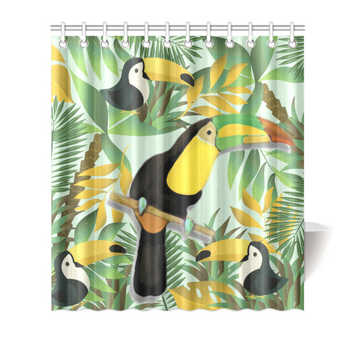 Tropical Jungle Toucan Fine Nature Art Shower Curtain 66"x72"