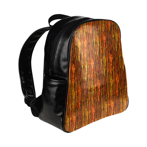Abstract Strands of Fall Colors - Brown, Orange Multi-Pockets Backpack (Model 1636)