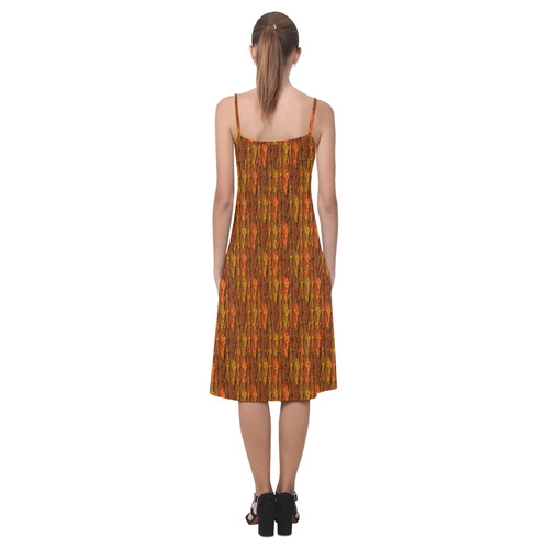 Abstract Strands of Fall Colors - Brown, Orange Alcestis Slip Dress (Model D05)