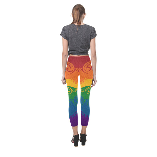 Ornamental Rainbow Flag Capri Legging (Model L02)