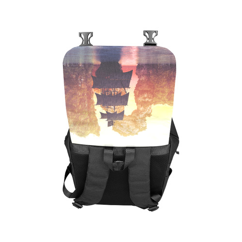 A pirate ship off an island at a sunset Casual Shoulders Backpack (Model 1623)