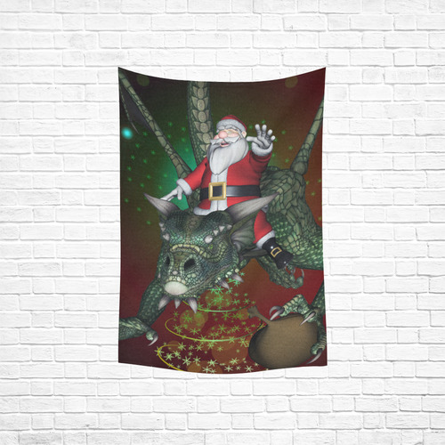 Santa Claus with dragon Cotton Linen Wall Tapestry 40"x 60"