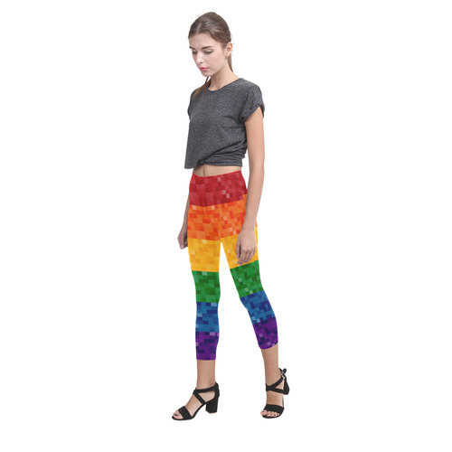 Rainbow Pixel Flag Capri Legging (Model L02)