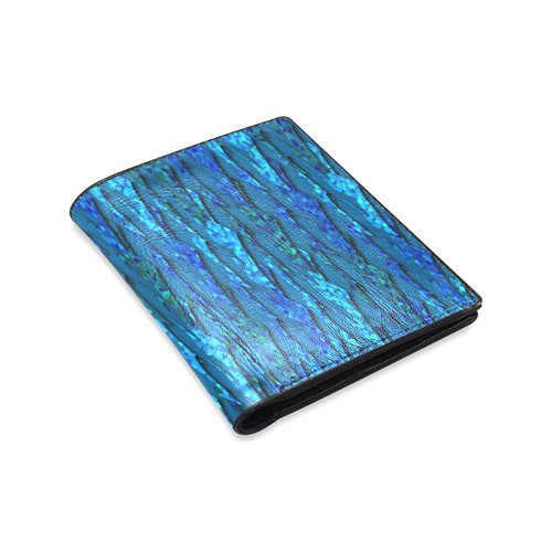 Abstract Scales of Blue Strands Men's Leather Wallet (Model 1612)