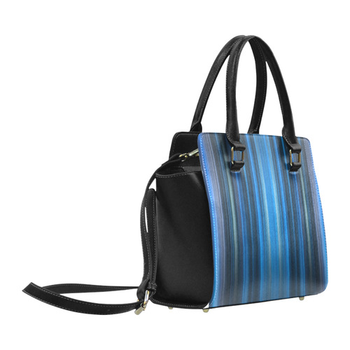 Brillant Blue Black Vertical Stripes Classic Shoulder Handbag (Model 1653)