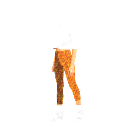 Abstract Strands of Fall Colors - Brown, Orange Capri Legging (Model L02)