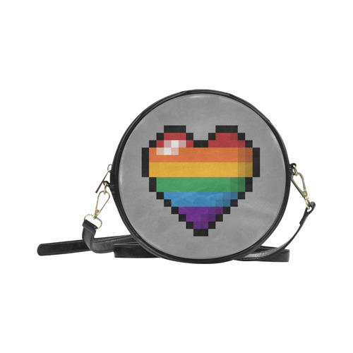 Rainbow Pixel Heart Round Sling Bag (Model 1647)