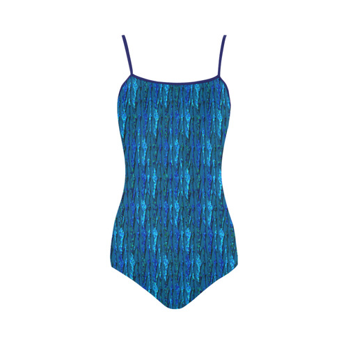 Abstract Scales of Blue Strands Strap Swimsuit ( Model S05)