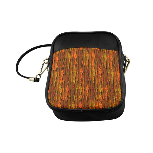 Abstract Strands of Fall Colors - Brown, Orange Sling Bag (Model 1627)