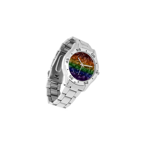 Abstract Rainbow Flag Men's Stainless Steel Analog Watch(Model 108)