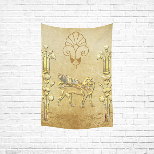 Wonderful egyptian sign in gold Cotton Linen Wall Tapestry 40"x 60"