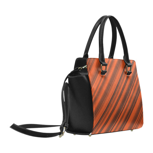 Orange Black Diagonal Stripes Classic Shoulder Handbag (Model 1653)