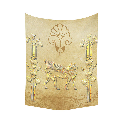 Wonderful egyptian sign in gold Cotton Linen Wall Tapestry 60"x 80"