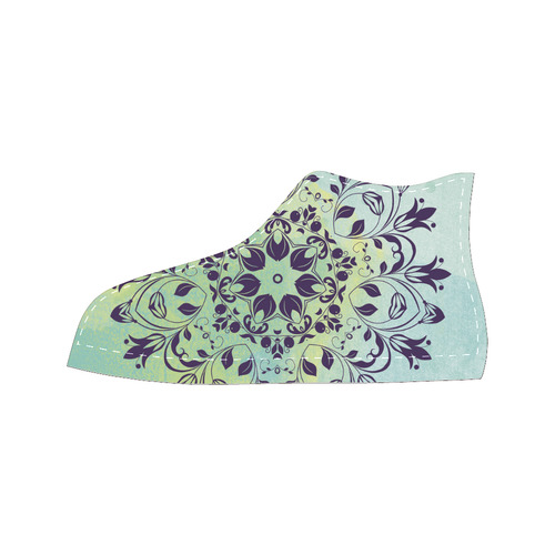 Flourish purple and blue watercolor mandala Men’s Classic High Top Canvas Shoes /Large Size (Model 017)