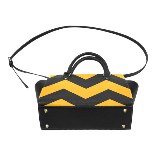 Orange Black Chevron Classic Shoulder Handbag (Model 1653)