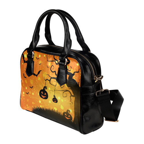 Cute Halloween Pumpkins Scary Black Bats Shoulder Handbag (Model 1634)