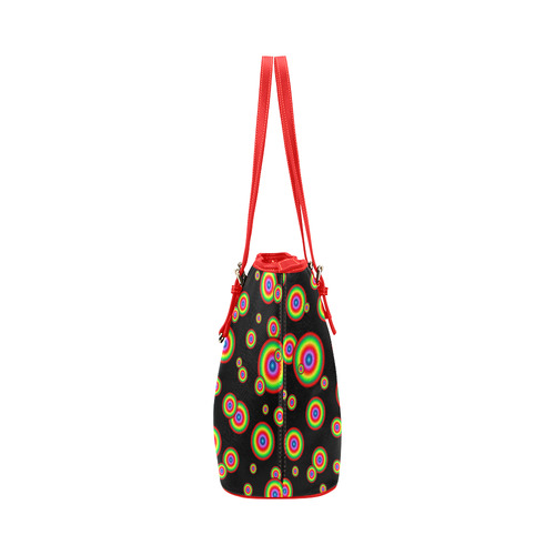 Neon Colored different sized targets Leather Tote Bag/Large (Model 1651)