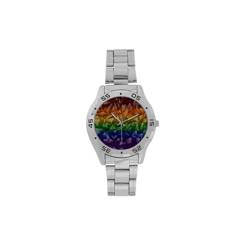Abstract Rainbow Flag Men's Stainless Steel Analog Watch(Model 108)