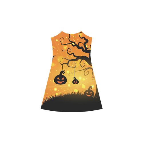 Cute Halloween Pumpkins Evil Black Bats Alcestis Slip Dress (Model D05)