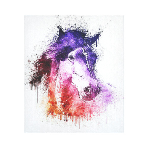 watercolor horse Cotton Linen Wall Tapestry 51"x 60"