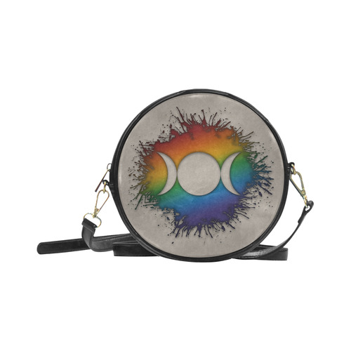 Rainbow Triple Goddess Moon Round Sling Bag (Model 1647)