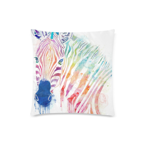 rainbow zebra Custom Zippered Pillow Case 18"x18"(Twin Sides)