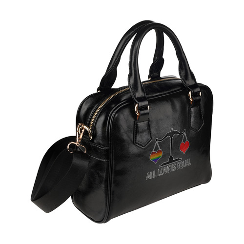 All Love is Equal with Rainbow Heart Shoulder Handbag (Model 1634)