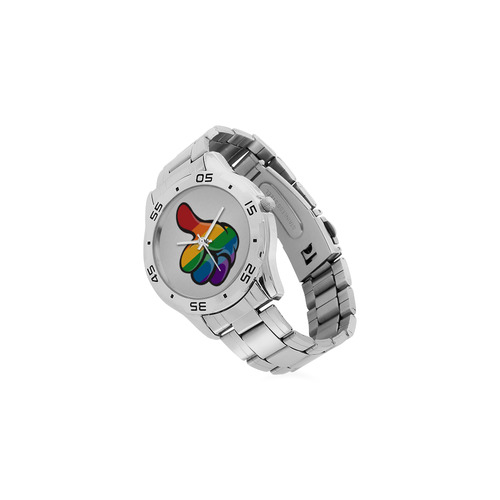 Rainbow Thumbs up Men's Stainless Steel Analog Watch(Model 108)