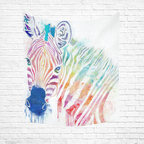 rainbow zebra Cotton Linen Wall Tapestry 51"x 60"