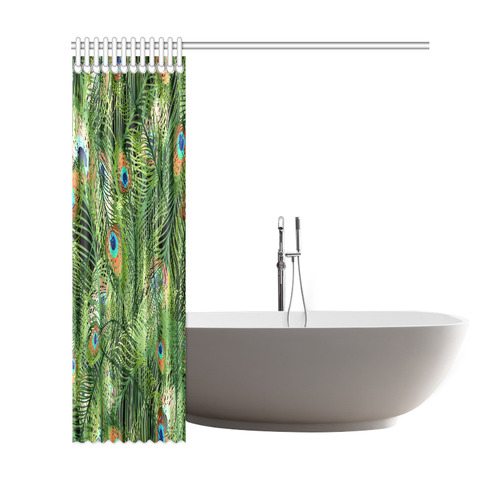 Beautiful Peacock Feathers Nature Art Shower Curtain 69"x72"