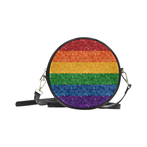 Rainbow Pixel Flag Round Sling Bag (Model 1647)