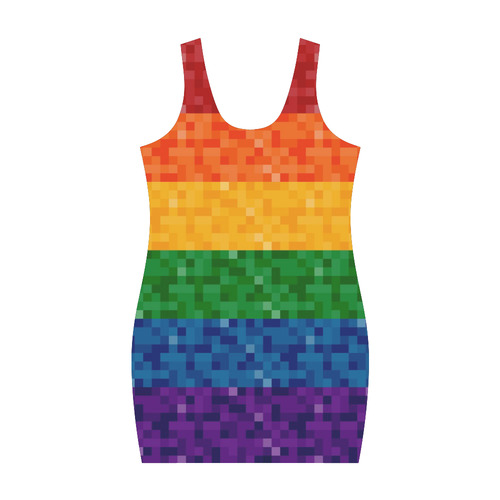 Rainbow Pixel Flag Medea Vest Dress (Model D06)