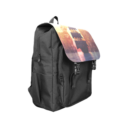 A pirate ship off an island at a sunset Casual Shoulders Backpack (Model 1623)