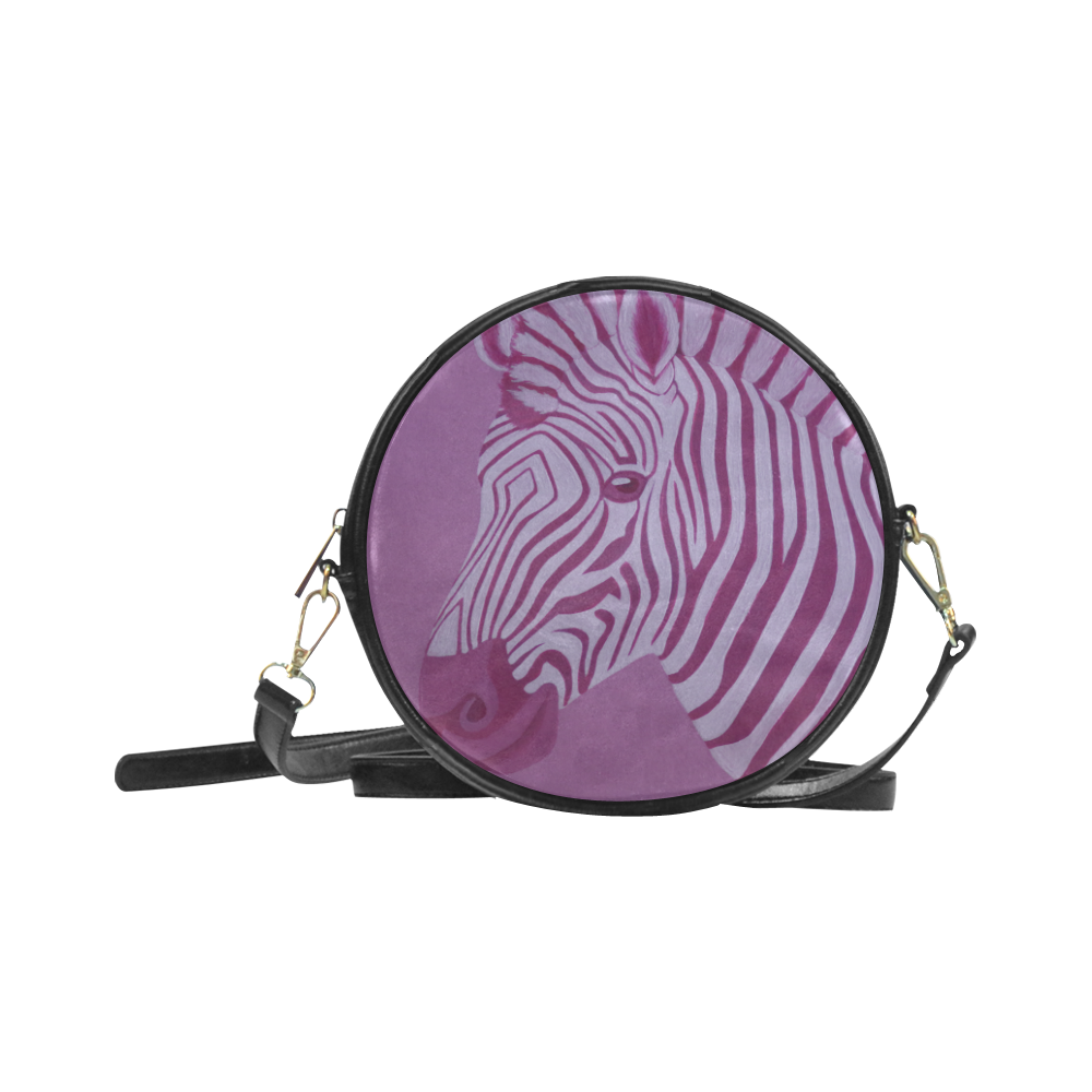 Magenta Zebra Round Sling Bag (Model 1647) ID D779471