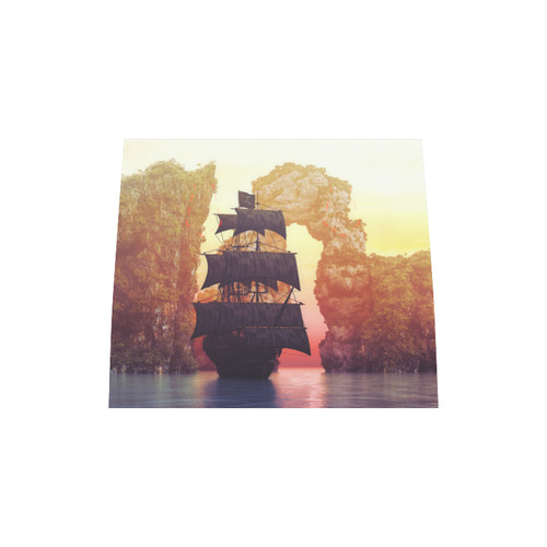 A pirate ship off an island at a sunset Boston Handbag (Model 1621)