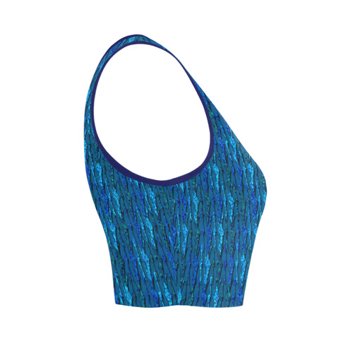 Abstract Scales of Blue Strands Women's Crop Top (Model T42)