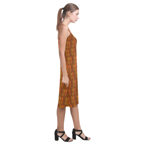 Abstract Strands of Fall Colors - Brown, Orange Alcestis Slip Dress (Model D05)