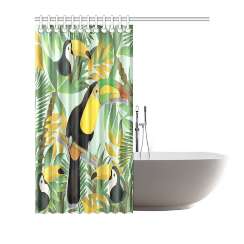 Tropical Jungle Toucan Fine Nature Art Shower Curtain 66"x72"