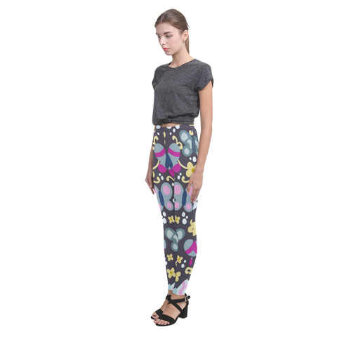 Cute Vintage Butterfly Flower Floral Cassandra Women's Leggings (Model L01)