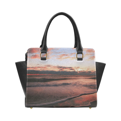 Stunning sunset on the beach 1 Rivet Shoulder Handbag (Model 1645)