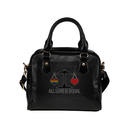 All Love is Equal with Rainbow Heart Shoulder Handbag (Model 1634)
