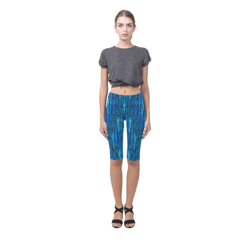 Abstract Scales of Blue Strands Hestia Cropped Leggings (Model L03)