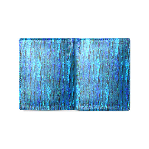 Abstract Scales of Blue Strands Men's Leather Wallet (Model 1612)